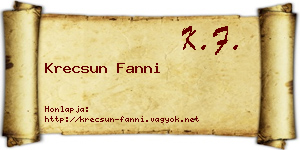 Krecsun Fanni névjegykártya
